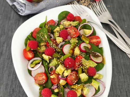 Spinat Avocado Salat Mit Spargel Lydiasfoodblog