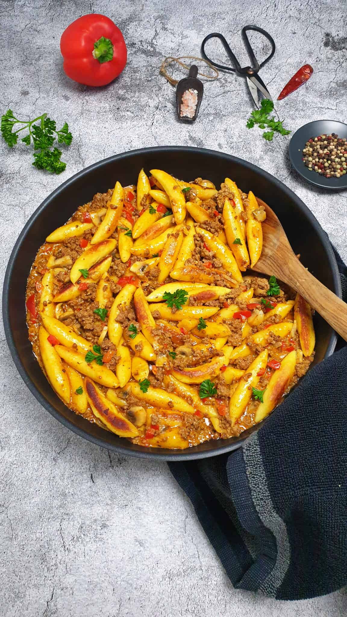 Schupfnudel Hackpfanne Mit Champignons Und Paprika - Lydiasfoodblog