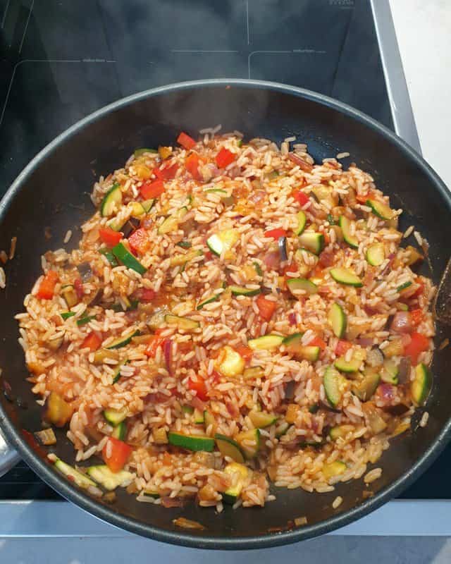 Puten-Gemüse-Spieße mit Gemüse-Reis - Lydiasfoodblog